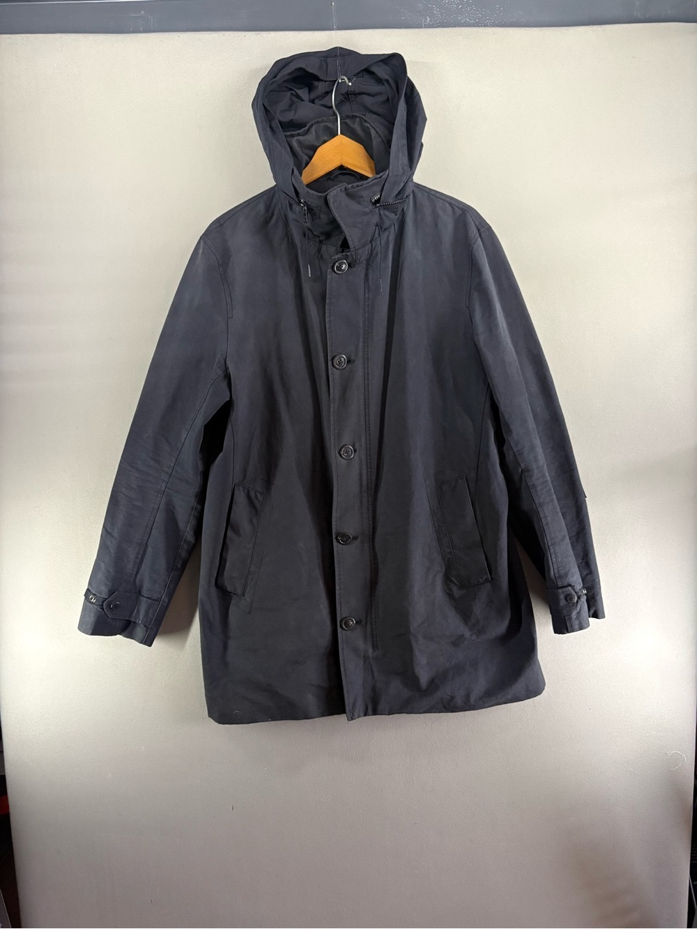 Armani Exchange A|X Men’s L  Hooded Lightweight Parka Coat Black Hidden Hood